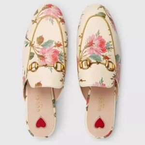 - 🆕 Rare Gucci Floral Princetown mules with  horse bit size 39.9 US 9.5